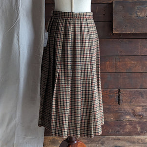80s Vintage Wool Tweed Pleated Midi Skirt