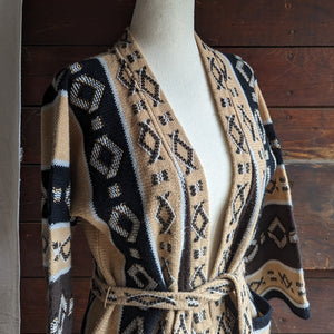 70s Vintage Brown Acrylic Knit Cardigan