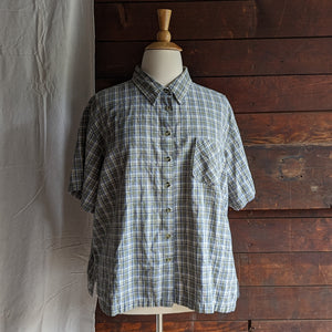 Y2K Vintage Plus Size Cotton Plaid Button Up Shirt