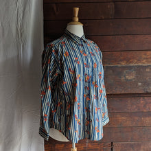 Load image into Gallery viewer, 90s Vintage Plus Size Leaf and Stripe Print Button Up Shirt
