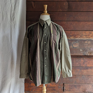 90s Vintage Twill and Flannel Button Up Mens Shirt