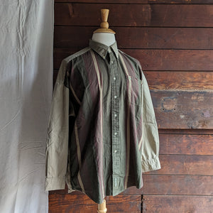 90s Vintage Twill and Flannel Button Up Mens Shirt