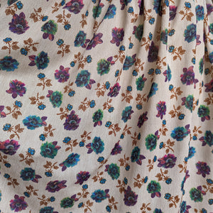 70s Vintage Floral Print Midi Dress with Belt