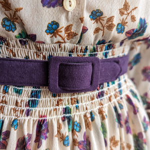 70s Vintage Floral Print Midi Dress with Belt