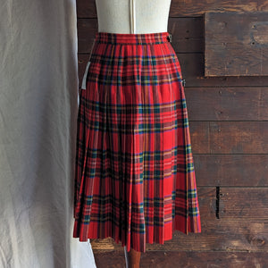 Vintage Scottish Wool Red Plaid Skirt