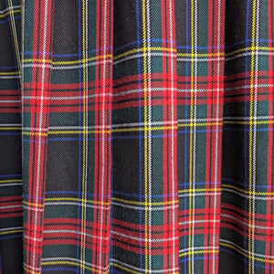 80s Vintage Pleated Plaid Wool Midi Skirt