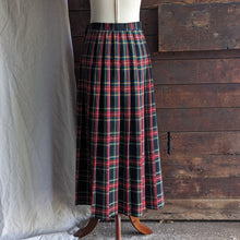Load image into Gallery viewer, 80s Vintage Pleated Plaid Wool Midi Skirt
