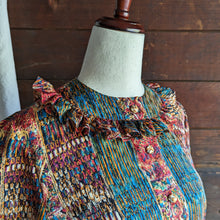 Load image into Gallery viewer, Vintage Multicolored Ruffled Satin Blouse
