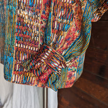 Load image into Gallery viewer, Vintage Multicolored Ruffled Satin Blouse
