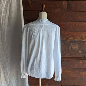 White Cotton Pleat-Front Blouse