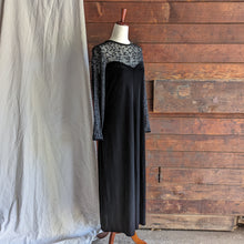 Load image into Gallery viewer, 90s Vintage Black Velvet and Mesh Maxi Dress

