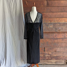 Load image into Gallery viewer, 90s Vintage Black Velvet and Mesh Maxi Dress
