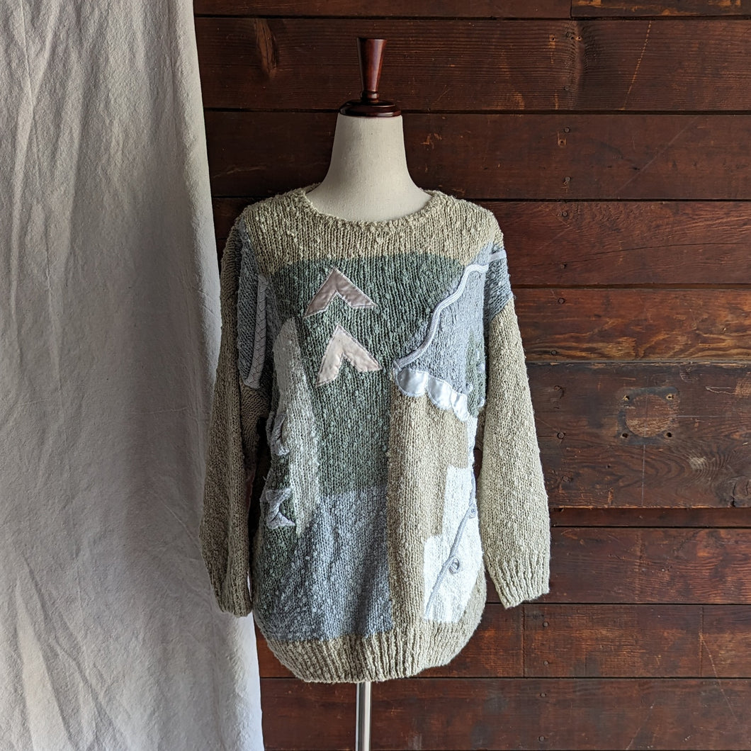 80s Vintage Boxy Embellished Acrylic Sweater