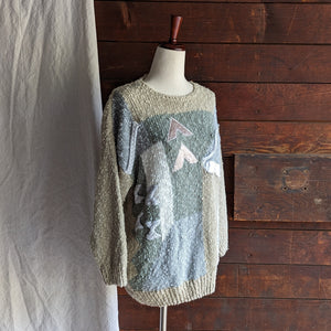 80s Vintage Boxy Embellished Acrylic Sweater