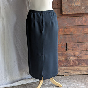 80s/90s Vintage Plus Size Black Polyester Maxi Skirt