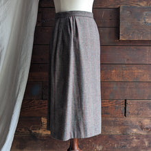 Load image into Gallery viewer, 90s Vintage Brown Plaid Wool Blend Midi Skirt
