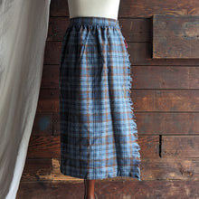 Load image into Gallery viewer, 80s Vintage Blue Plaid Wool Blend Wrap Skirt
