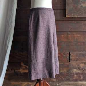 80s Vintage Purple Lined Wool Midi Skirt