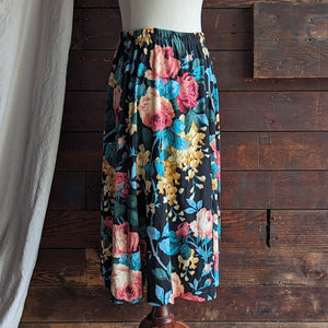 90s Vintage Floral Midi Skirt