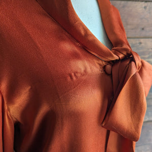 Vintage Orange Satin Blouse