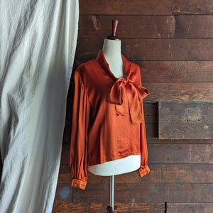 Vintage Orange Satin Blouse