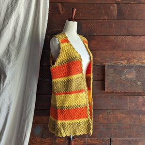 70s Vintage Funky Colorful Crochet Vest