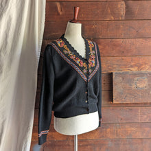 Load image into Gallery viewer, 90s Vintage Embroidered Black Wool Cardigan
