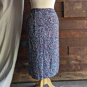 90s/Y2K Vintage Purple Floral Rayon Skirt