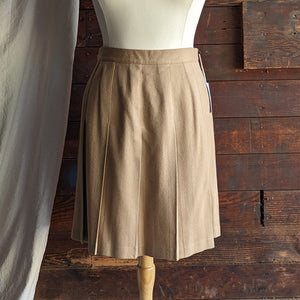 90s Vintage Tan Knee-Length Wool Skirt