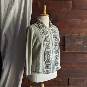 Cream-and-Coffee Acrylic Knit Cardigan