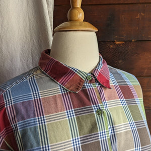 Plus Size Colorful Plaid Poly/Cotton Shirt
