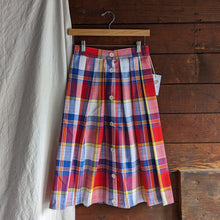 Load image into Gallery viewer, 80s Vintage Colorful Plaid Midi Skirt with Buttons
