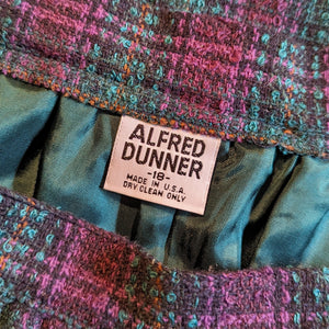 Vintage Wool Blend Purple Plaid Lined Skirt