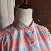 Load image into Gallery viewer, 90s Vintage Pink and Blue Plaid Blouse
