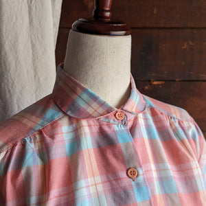 90s Vintage Pink and Blue Plaid Blouse