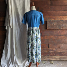 Load image into Gallery viewer, 90s Vintage Denim and Floral Rayon Maxi Dress
