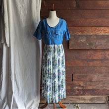 Load image into Gallery viewer, 90s Vintage Denim and Floral Rayon Maxi Dress
