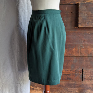 80s Vintage Green Polyester Blend Pencil Skirt