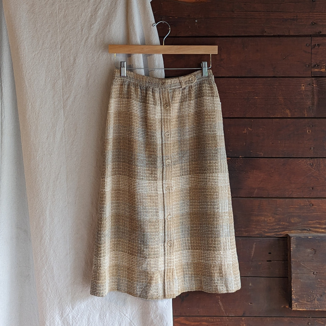 70s Vintage Loose-Weave Lined Tan Skirt
