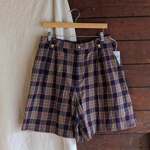Vintage Cotton High-Rise Plaid Shorts