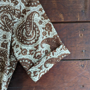 50s/60s Vintage Brown Paisley A Line Dress with Belt