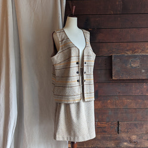70s Vintage Tan Vest and Skirt Set