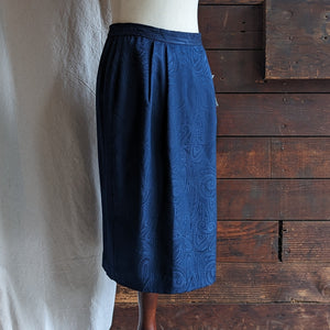 90s Vintage Blue Paisley Silk Pencil Skirt