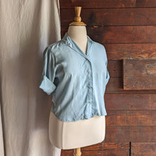 Load image into Gallery viewer, Vintage Light Blue Silk Blouse
