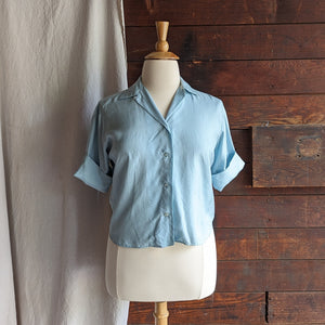 Vintage Light Blue Silk Blouse