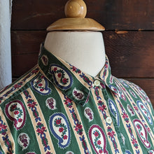 Load image into Gallery viewer, 90s Vintage Paisley Stripe Cotton Button-Up
