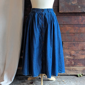 90s Vintage Plus Size Denim Maxi Skirt with Pockets