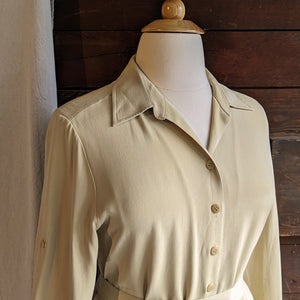 Y2K Vintage Cream Silk Shirtdress