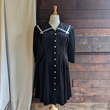 Load image into Gallery viewer, 80s/90s Vintage Black Velvet Midi Sailor Dress
