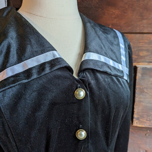 80s/90s Vintage Black Velvet Midi Sailor Dress